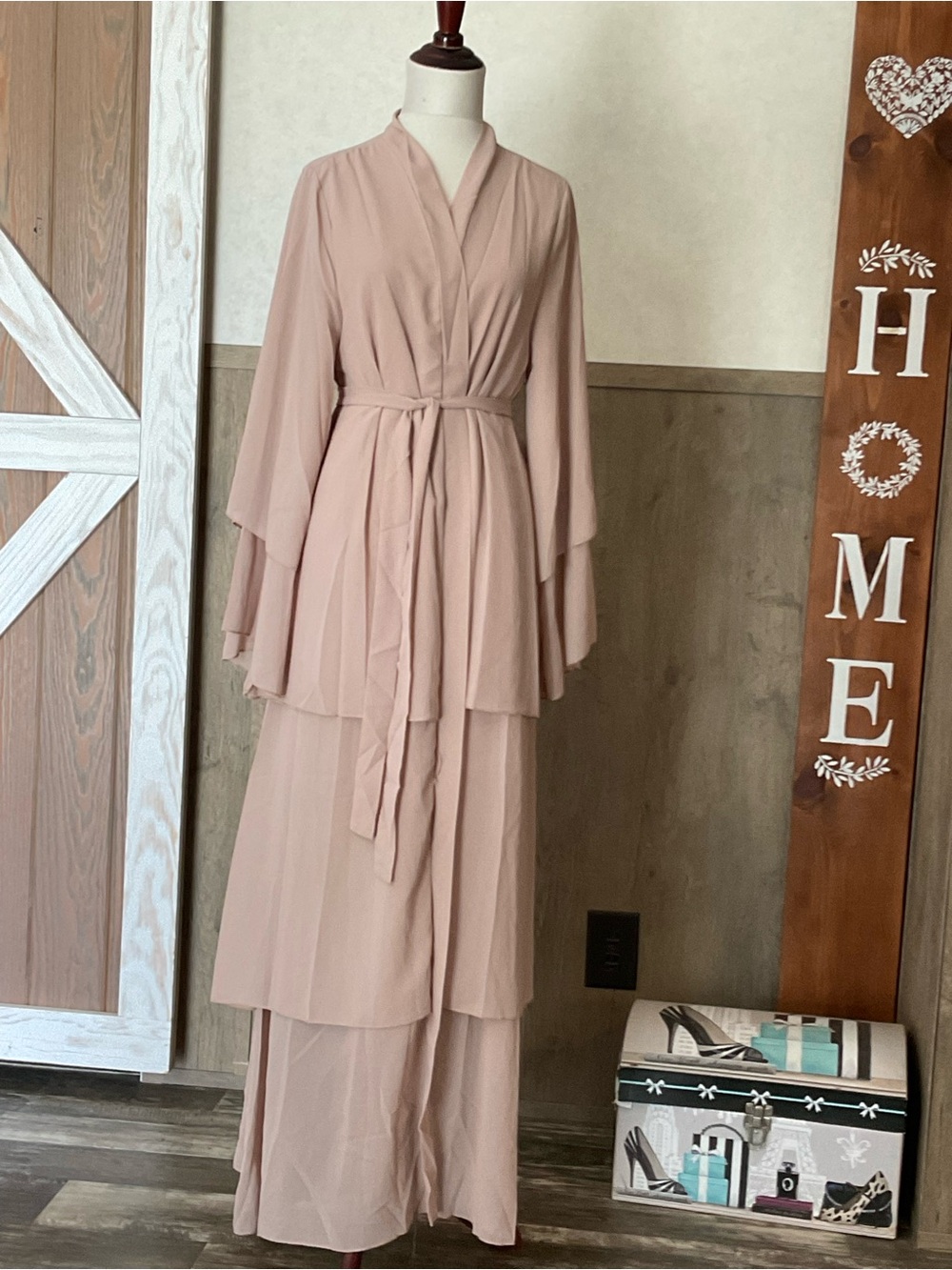 Zachty brand Dusty Rose Layered Chiffon Robe - Picture 2 of 5